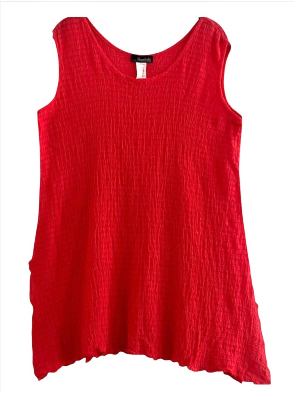 Moonlighting Coral Red Crinkle Textured Sleeveless Tank Top Size M